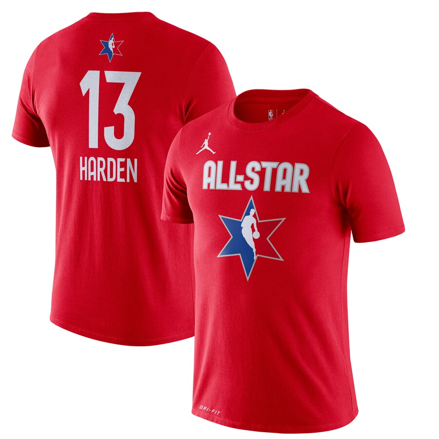 Men James Harden Jordan Brand 2020 NBA AllStar Game Name & Number Player TShirt Red